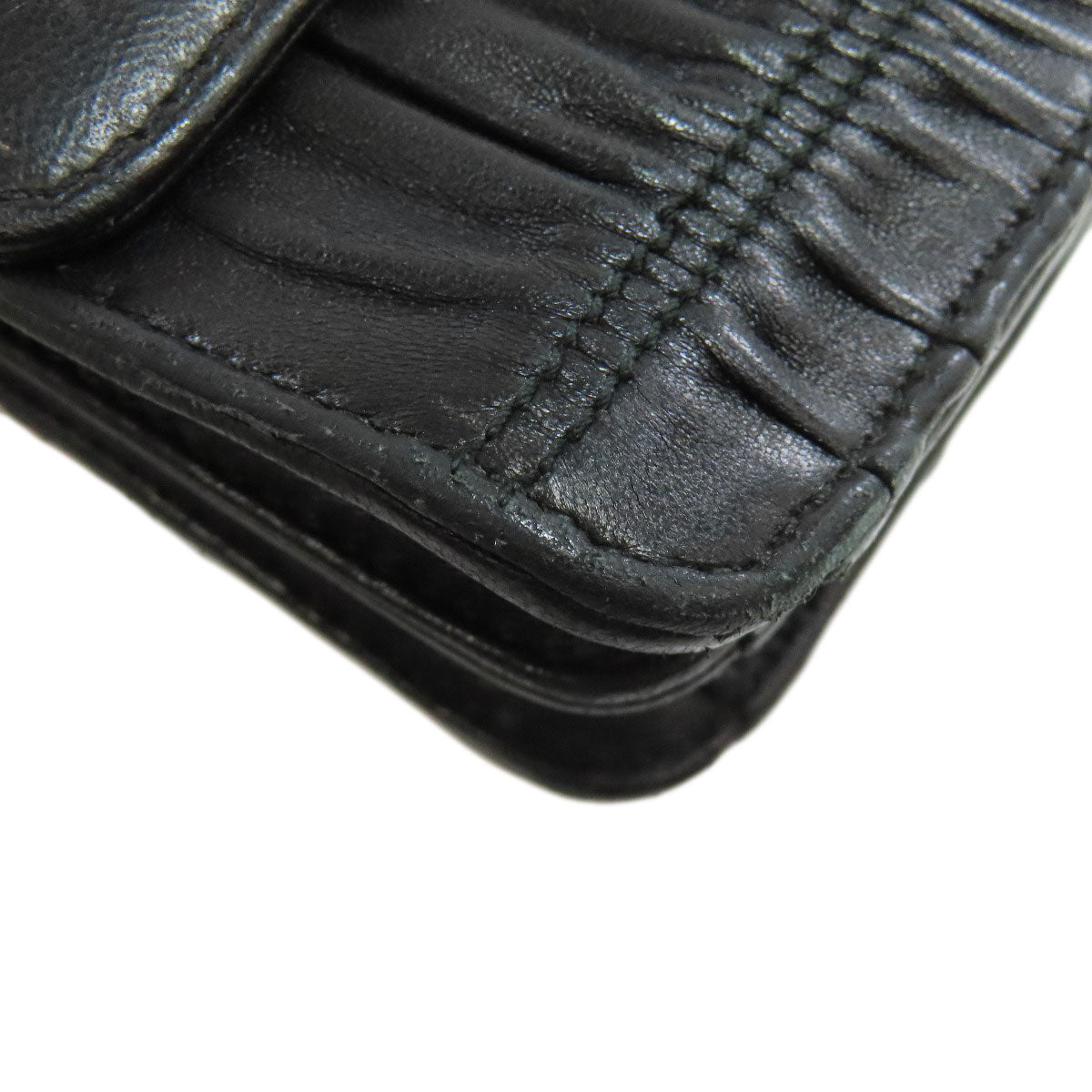PRADA Shoulder Bag leather black Gathered