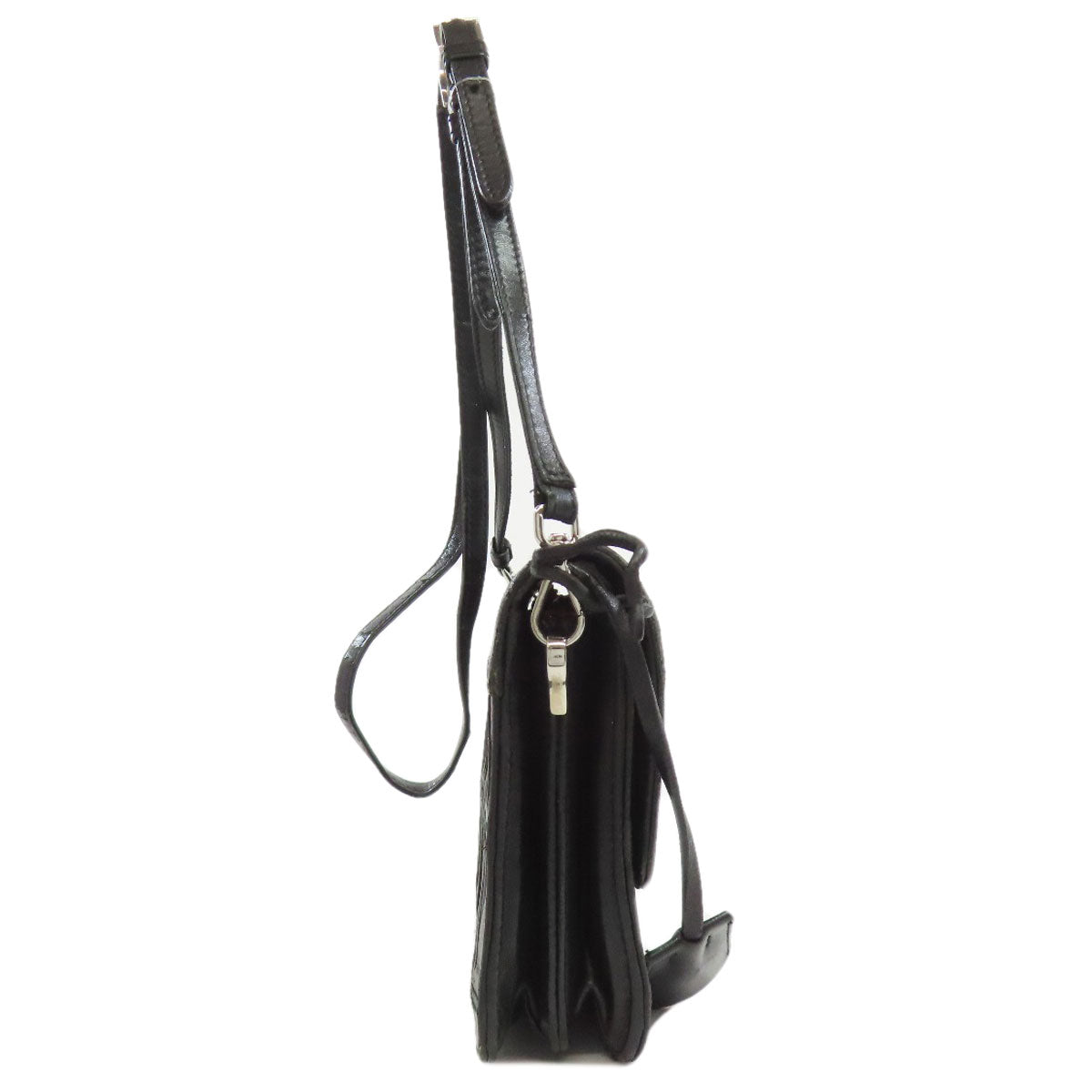 PRADA Shoulder Bag leather black Gathered
