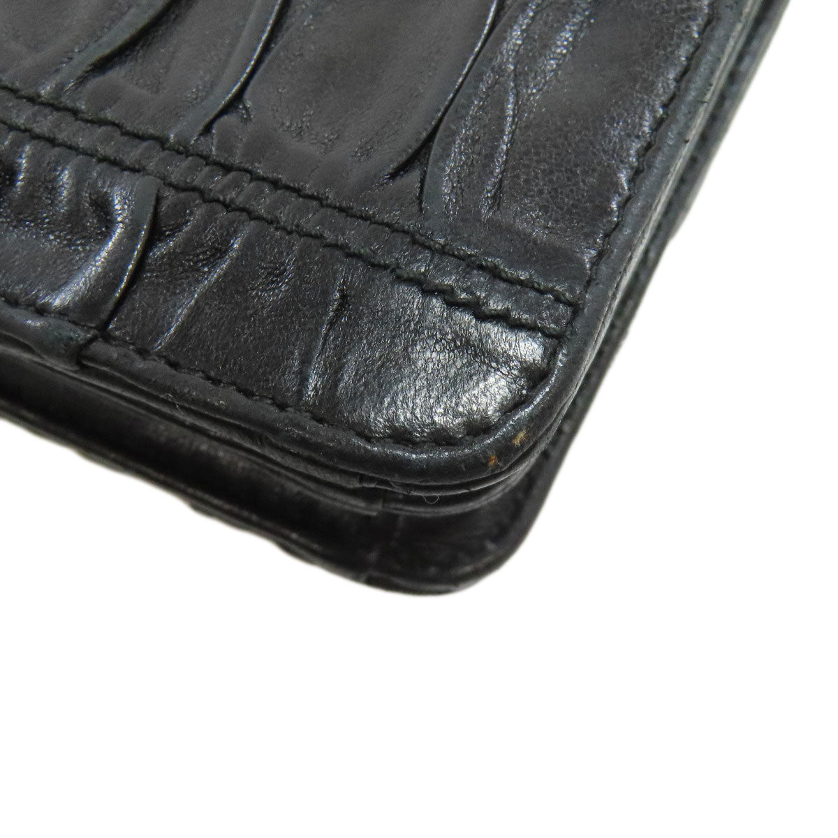PRADA Shoulder Bag leather black Gathered