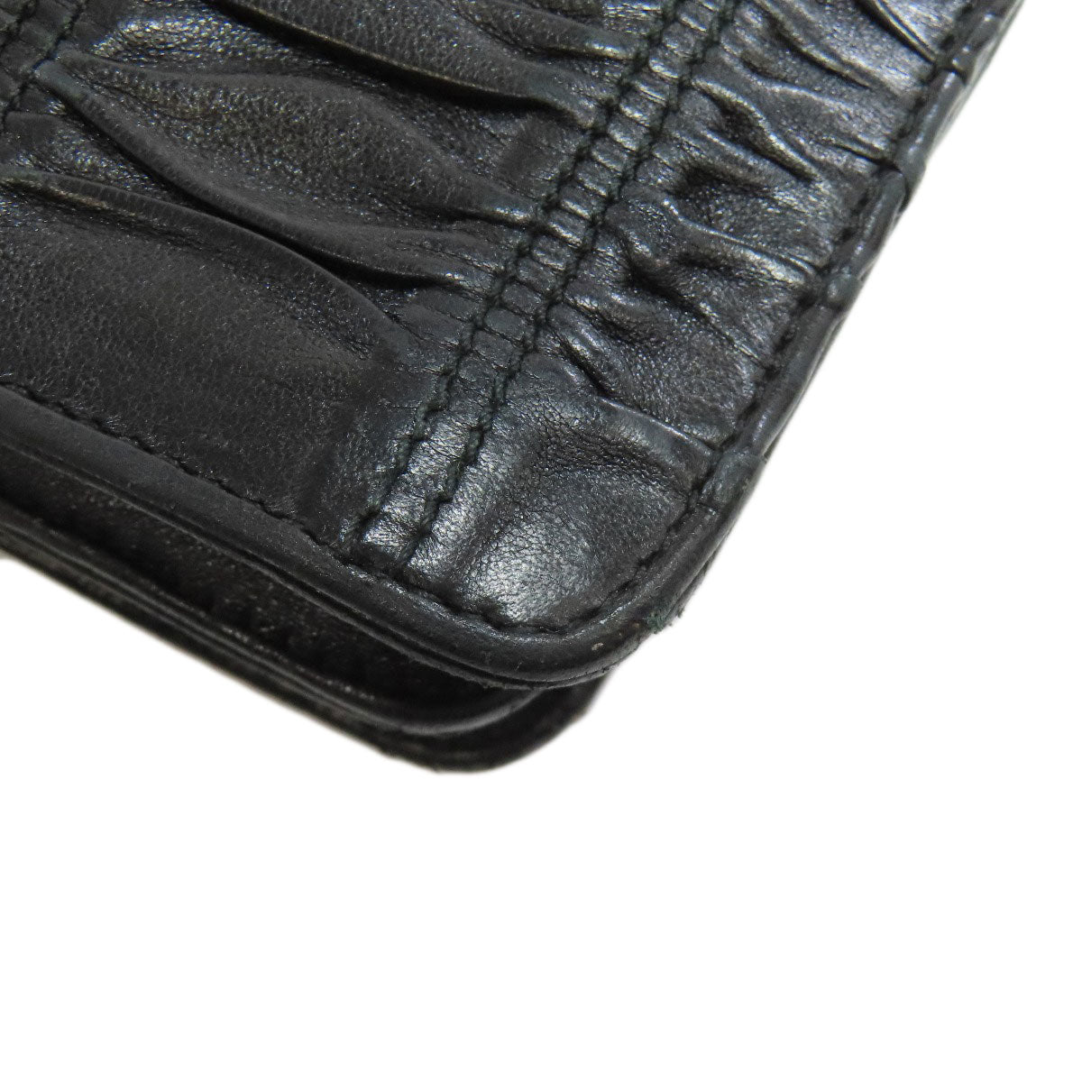 PRADA Shoulder Bag leather black Gathered