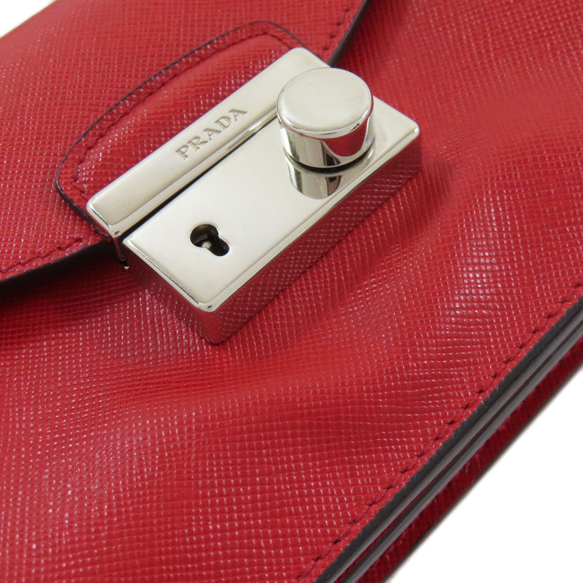 PRADA Shoulder Bag BN2662 Safiano Red Chain 3WAY