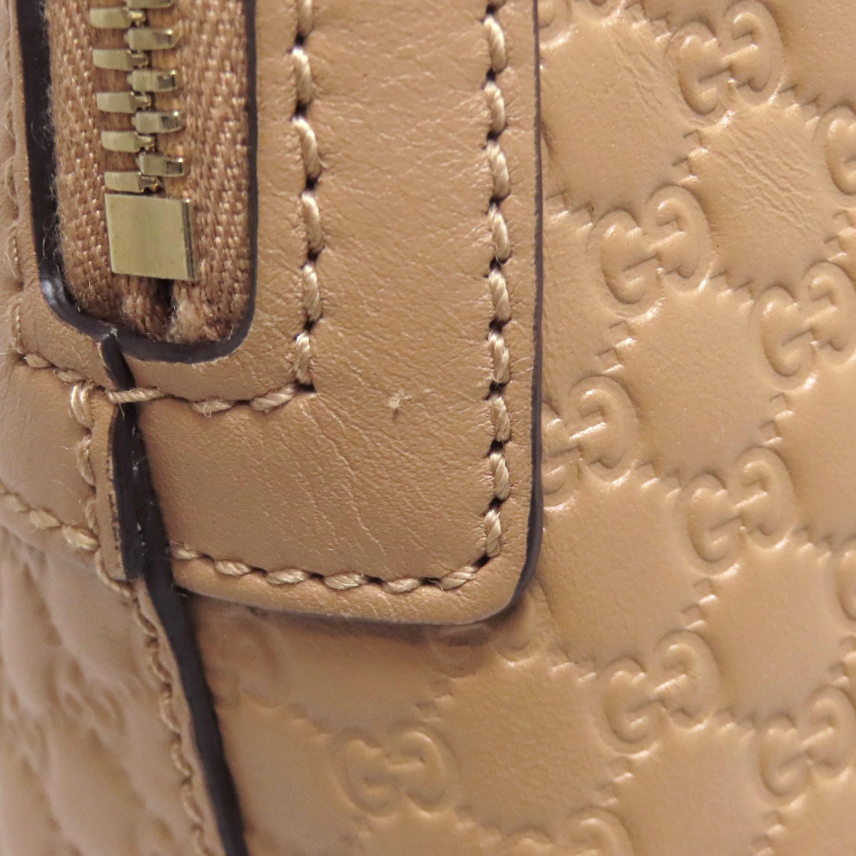 GUCCI Handbag 449654 Calfskin beige GG Signature Microssima Outlet 2-Way