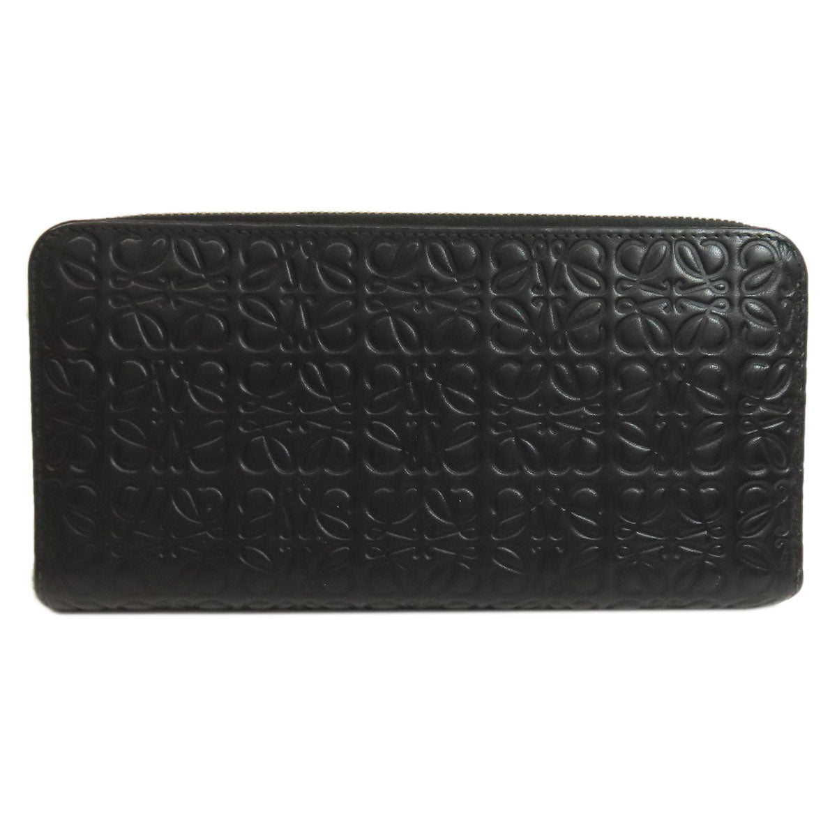 LOEWE Long Wallet Purse leather black Anagram embossing