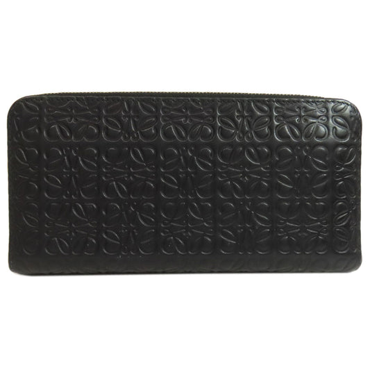 LOEWE Long Wallet Purse leather black Anagram embossing