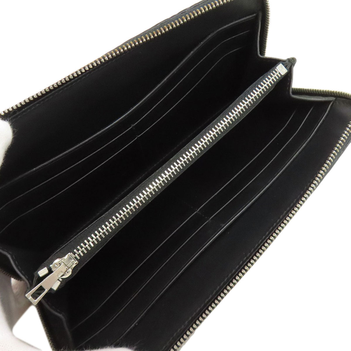 LOEWE Long Wallet Purse leather black Anagram embossing