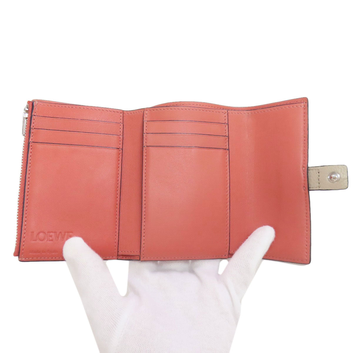 LOEWE Bifold Wallet Calfskin beige Bar Tikal Wallet Small