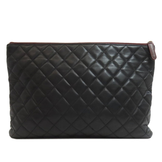 CHANEL Clutch bag lambskin black Matelasse COCO Mark SilverMetal