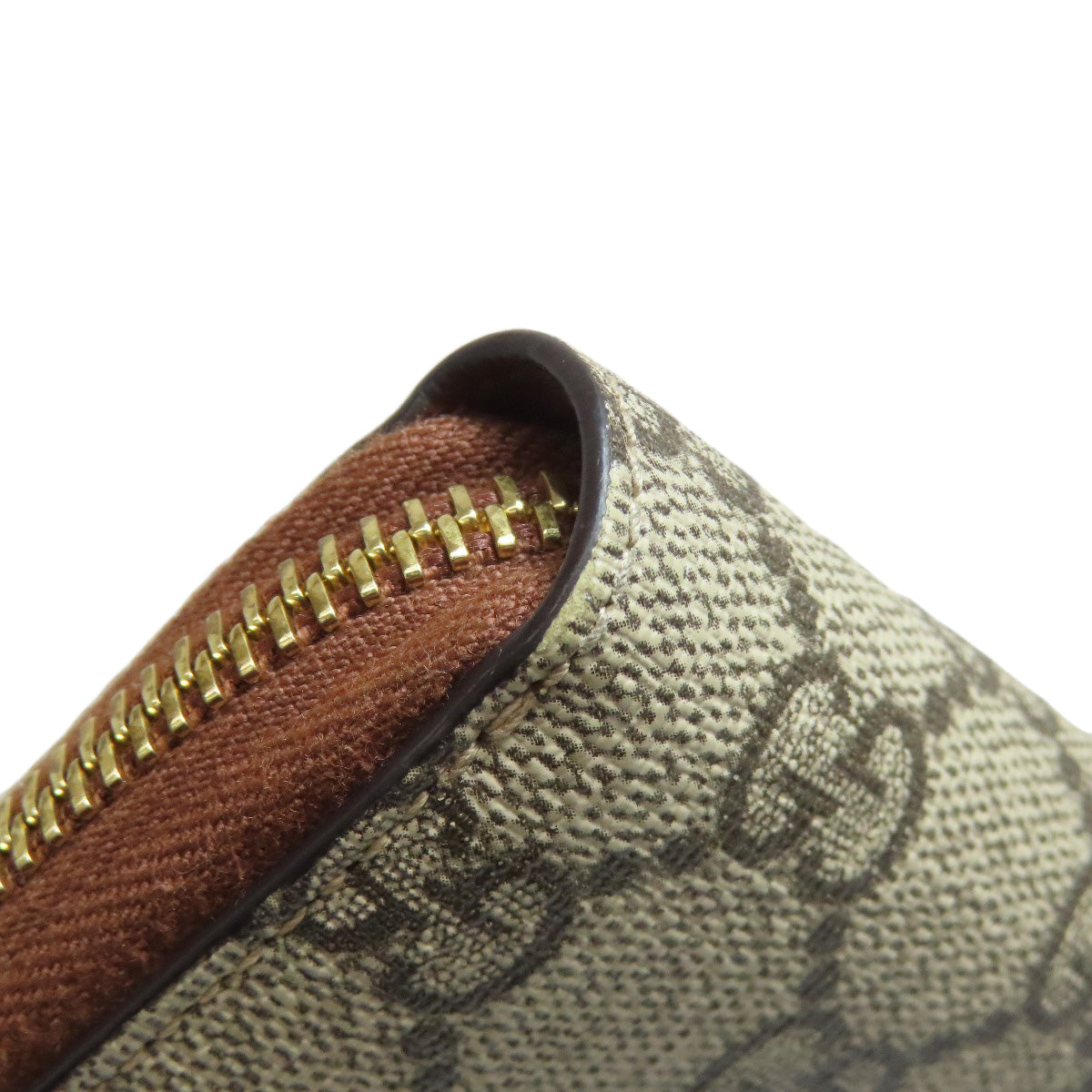 GUCCI Long Wallet Purse 456863 PVC Brown Tiger GG Supreme