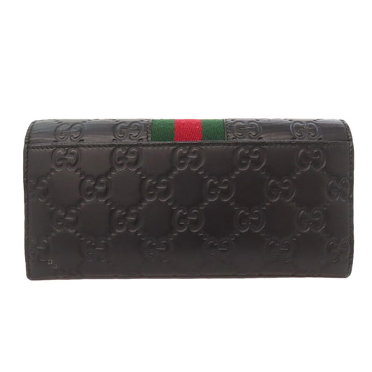 GUCCI Long Wallet Purse 408830 Calfskin black GG Signature Shima Sherry Line