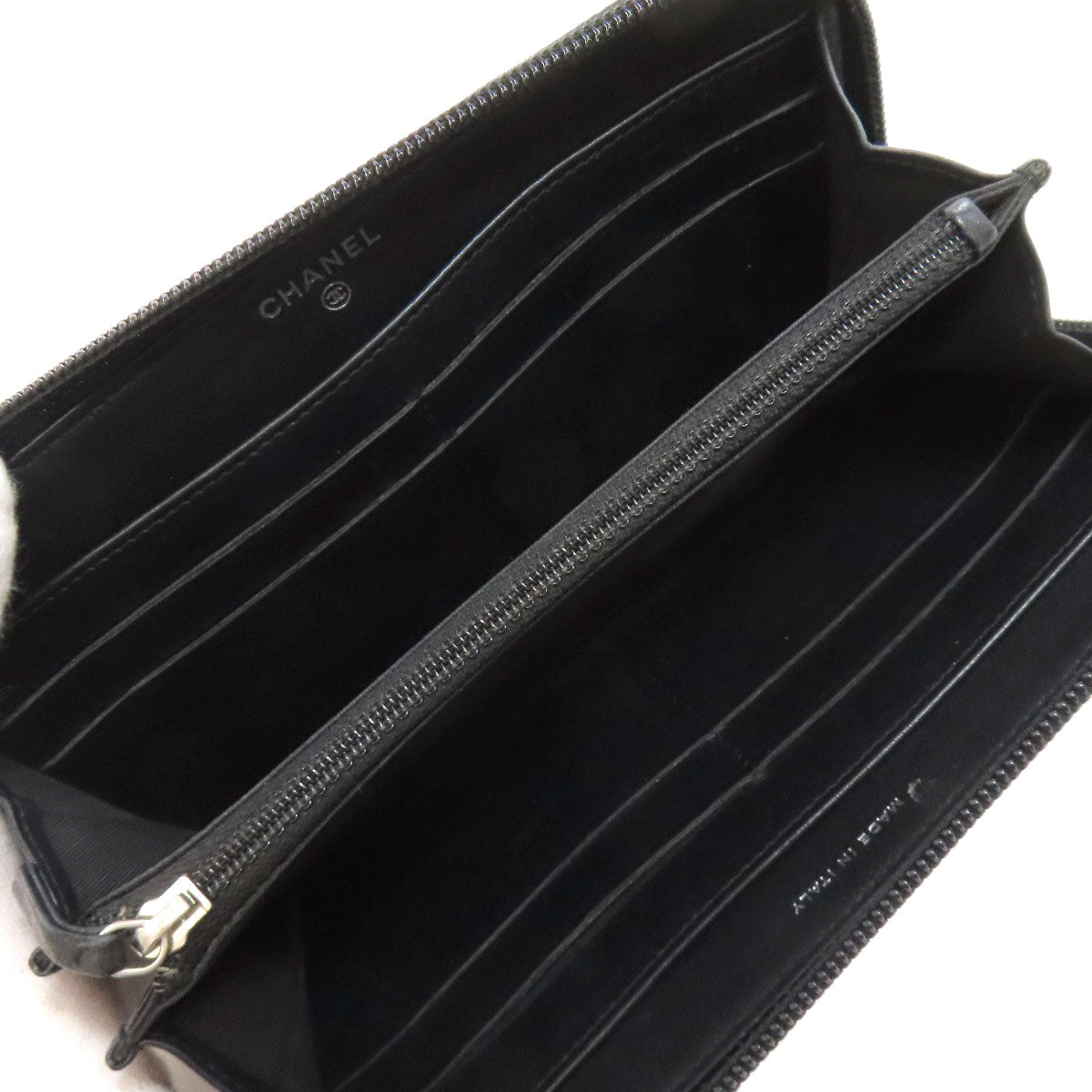 CHANEL Long Wallet Purse Grained Calfskin Skin black COCO Mark