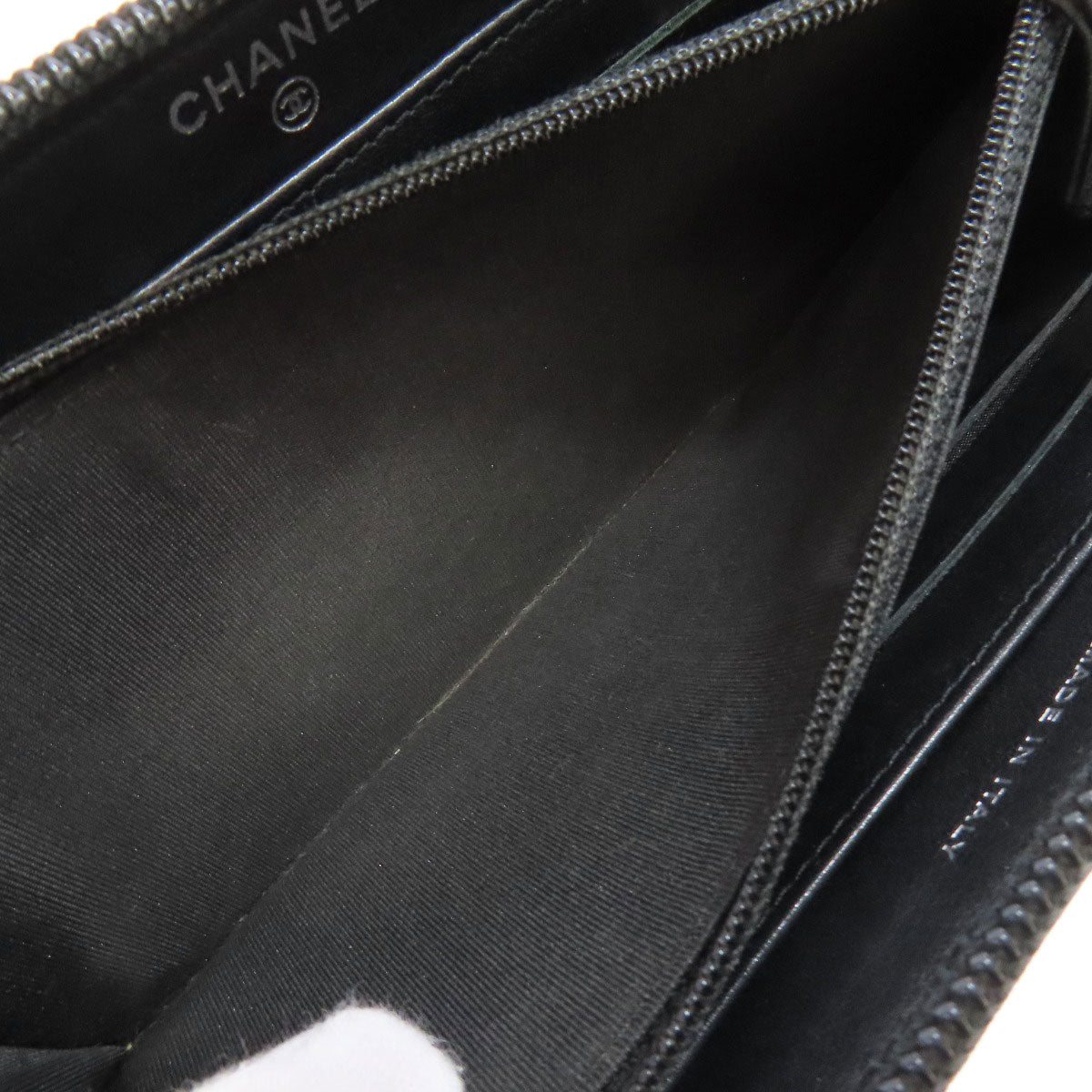CHANEL Long Wallet Purse Grained Calfskin Skin black COCO Mark