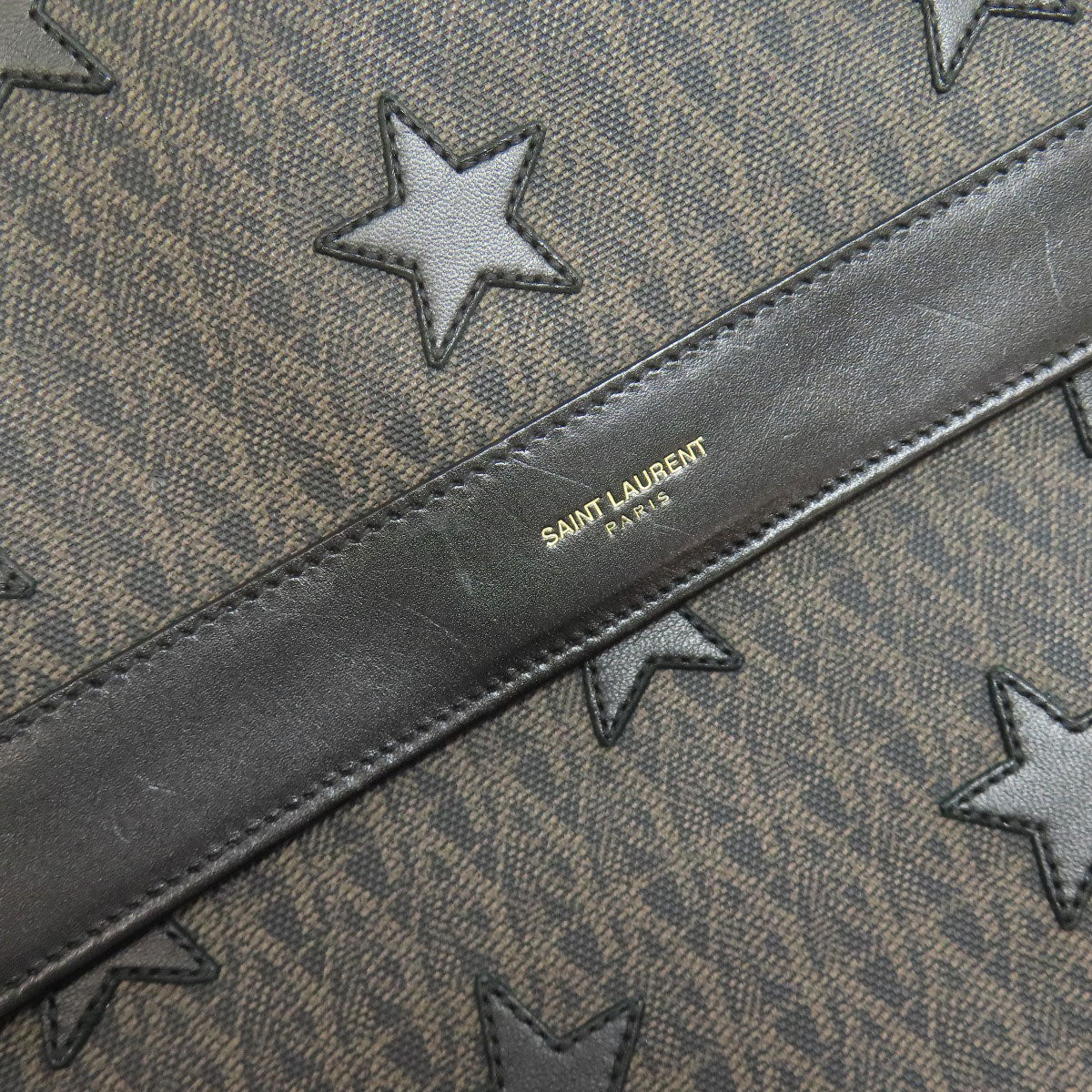 SAINT LAURENT Shoulder Bag PVC Brown Star motif