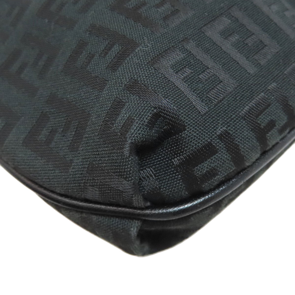 FENDI Shoulder Bag canvas black Zucca Pattern