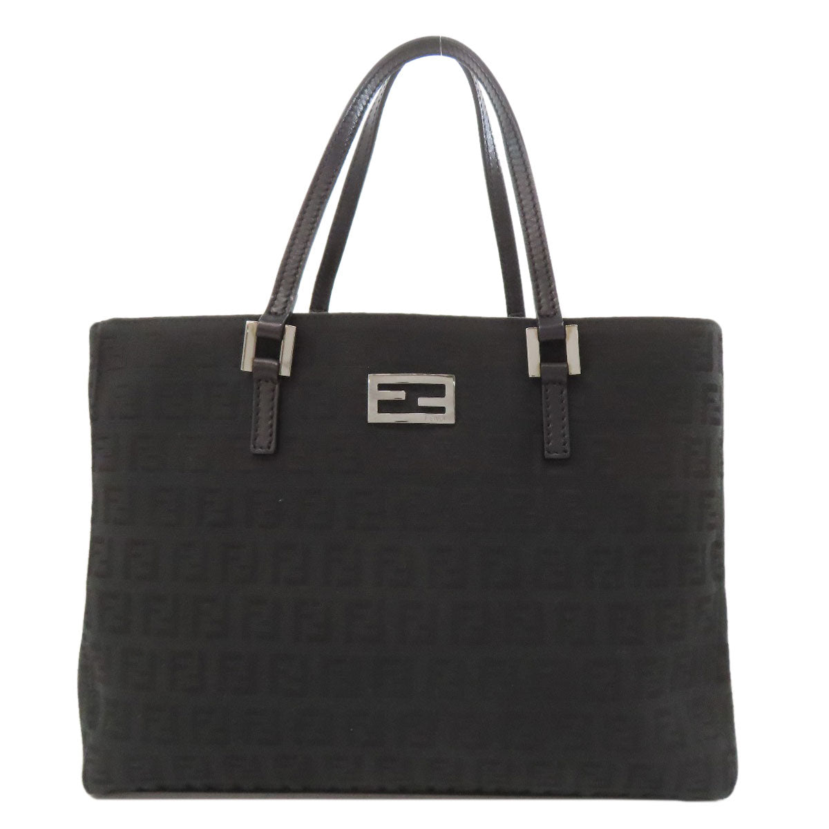 FENDI Tote Bag canvas black Zucca Pattern