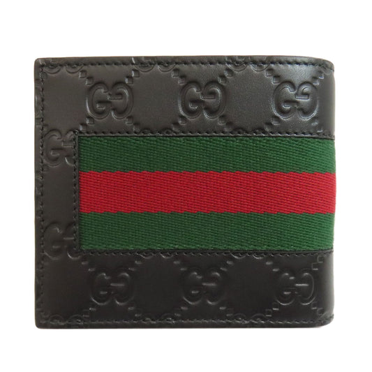 GUCCI Bifold Wallet 408826 Calfskin black GG Signature Shima Sherry Line
