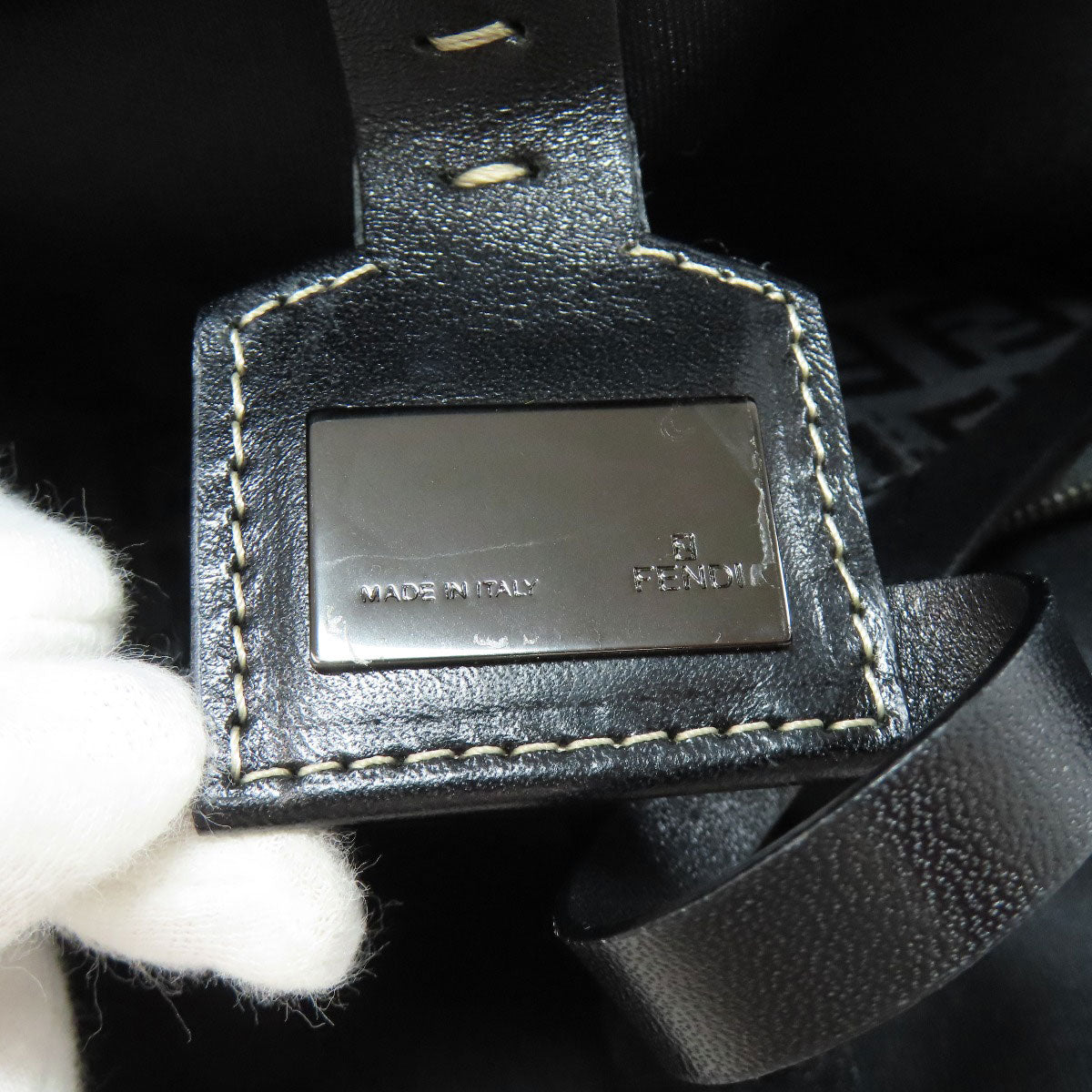 FENDI Tote Bag canvas black Zucca Pattern