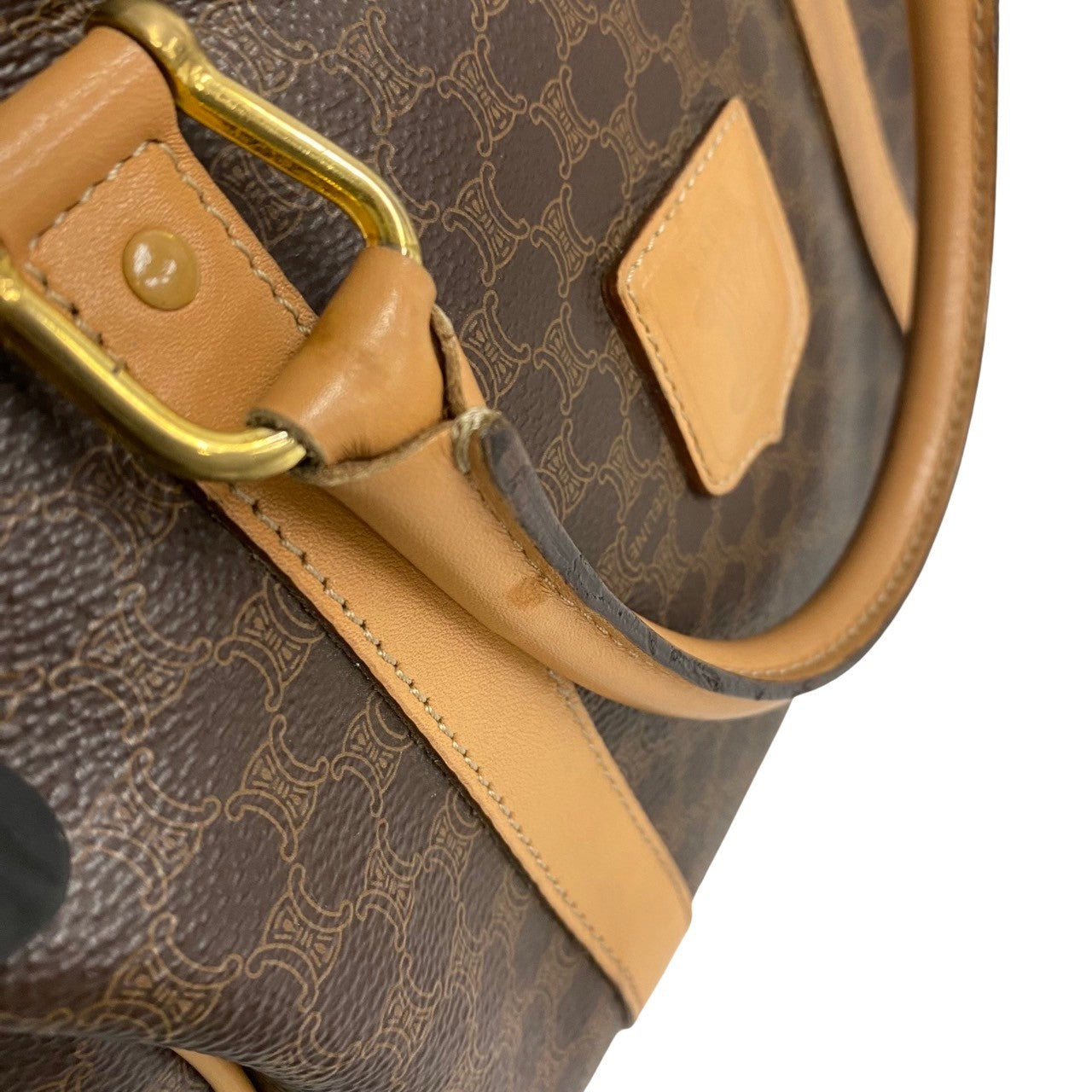 CELINE Handbag Leather, PVC Brown Macadam Blason Triomphe Pattern Women(Unisex) Used Authentic