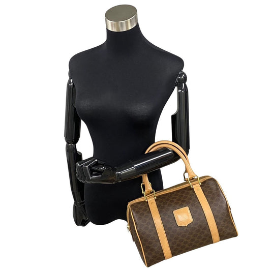 CELINE Handbag Leather, PVC Brown Macadam Blason Triomphe Pattern Women(Unisex) Used Authentic