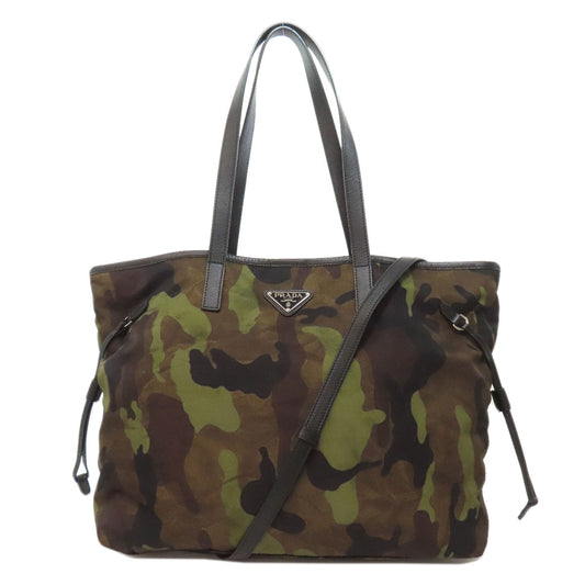 PRADA Tote Bag B4001T Nylon green Camouflage Pattern 2WAY