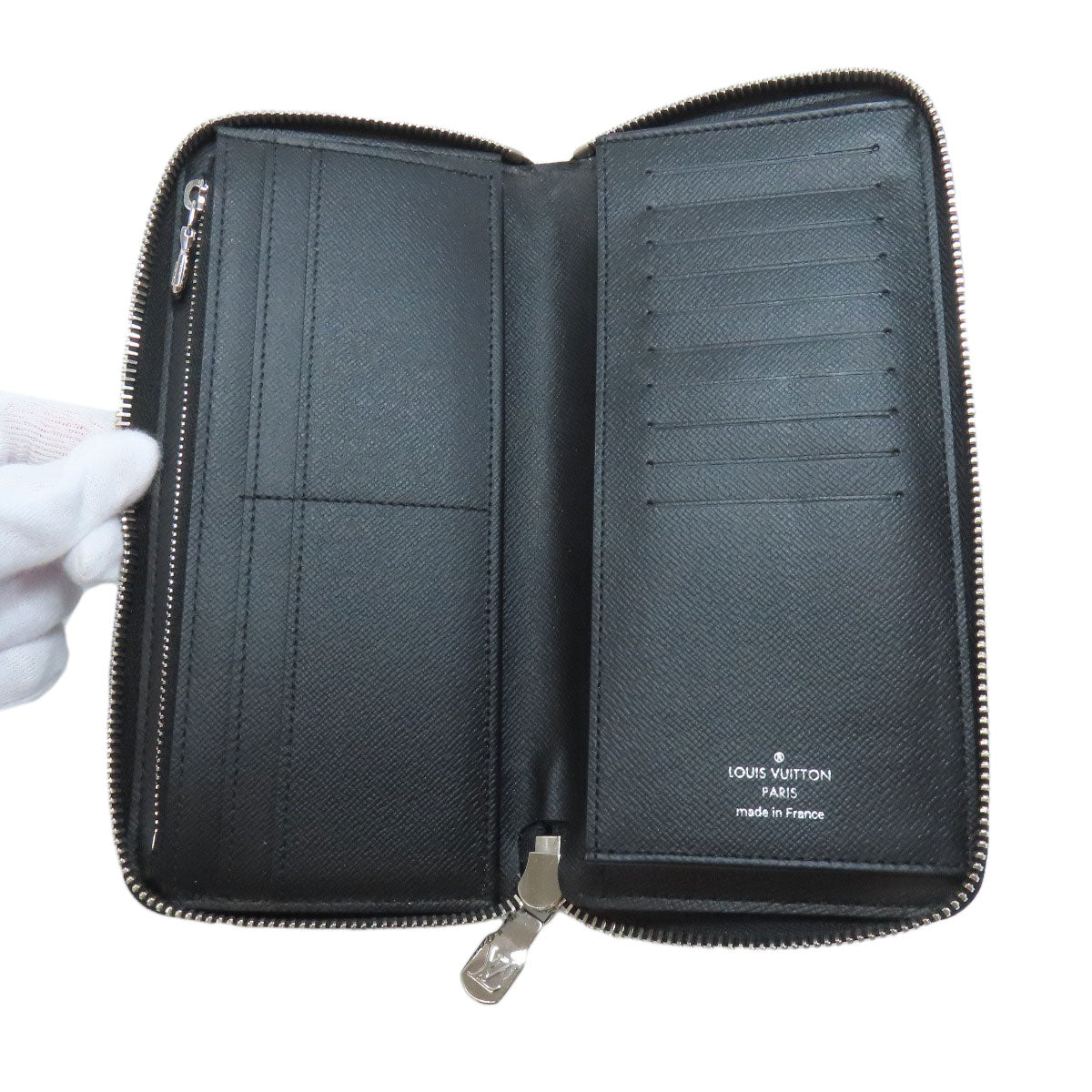 LOUIS VUITTON Long Wallet Purse Damier canvas black Zippy wallet ã» Vertical