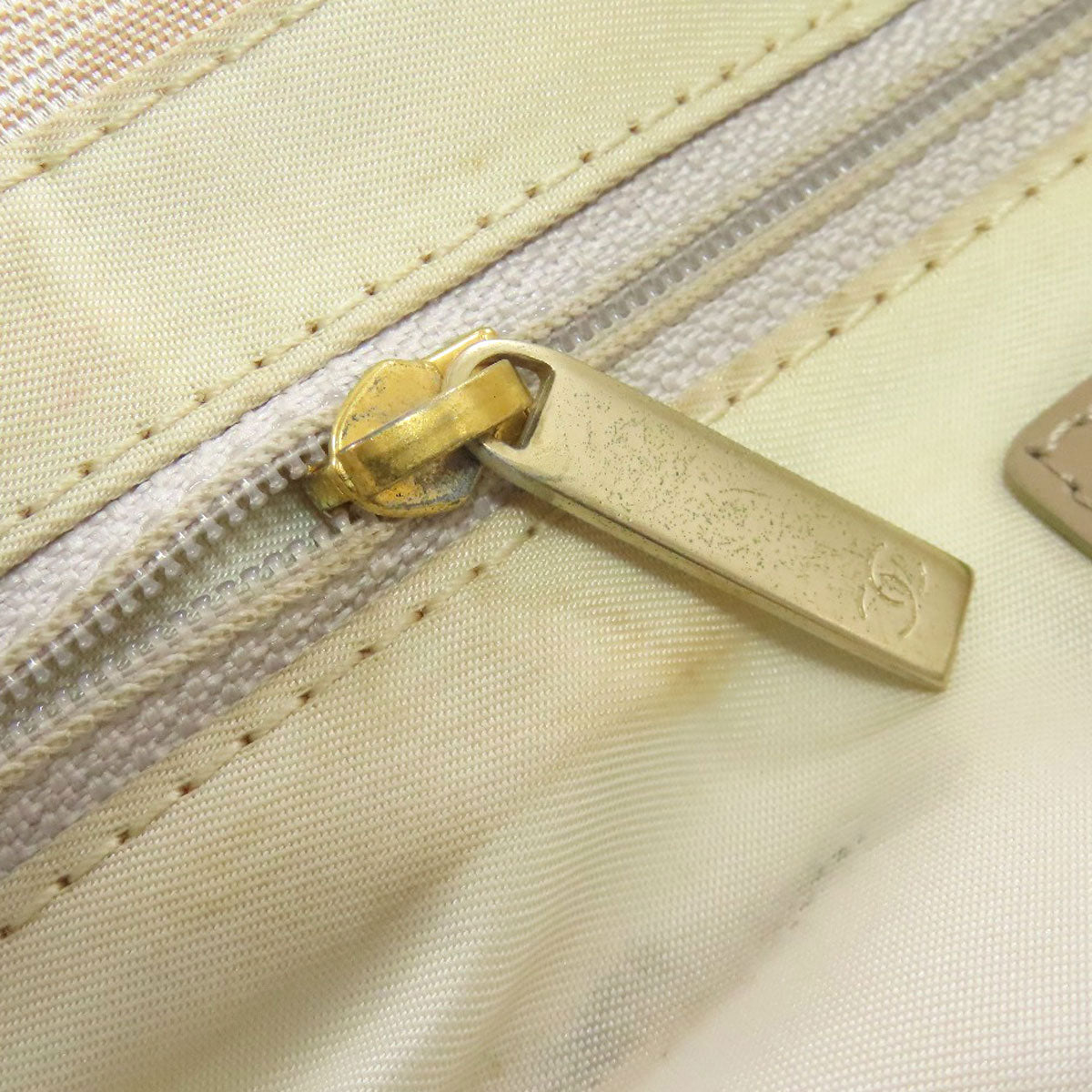 CHANEL Tote Bag Nylon jacquard beige New travel line