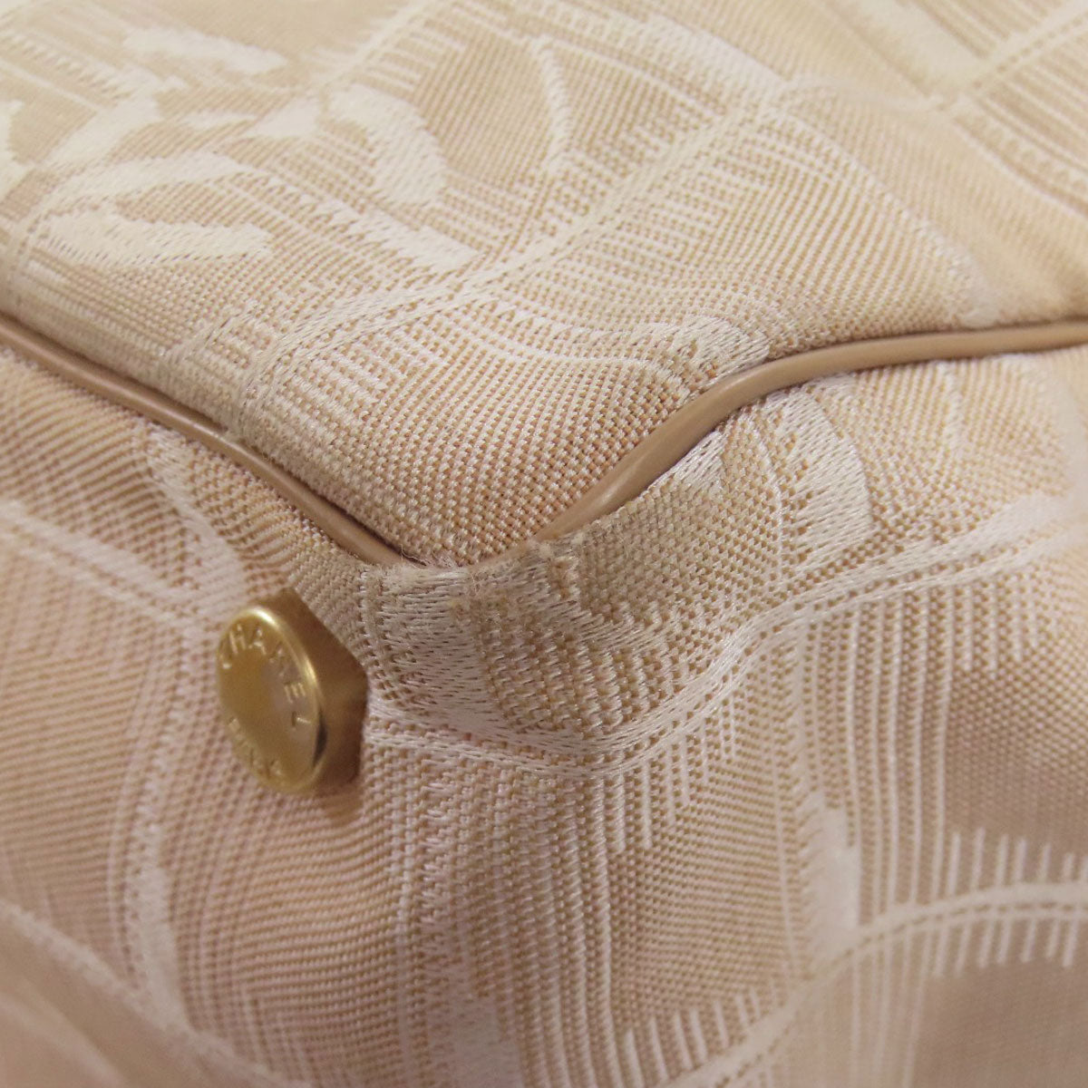 CHANEL Tote Bag Nylon jacquard beige New travel line