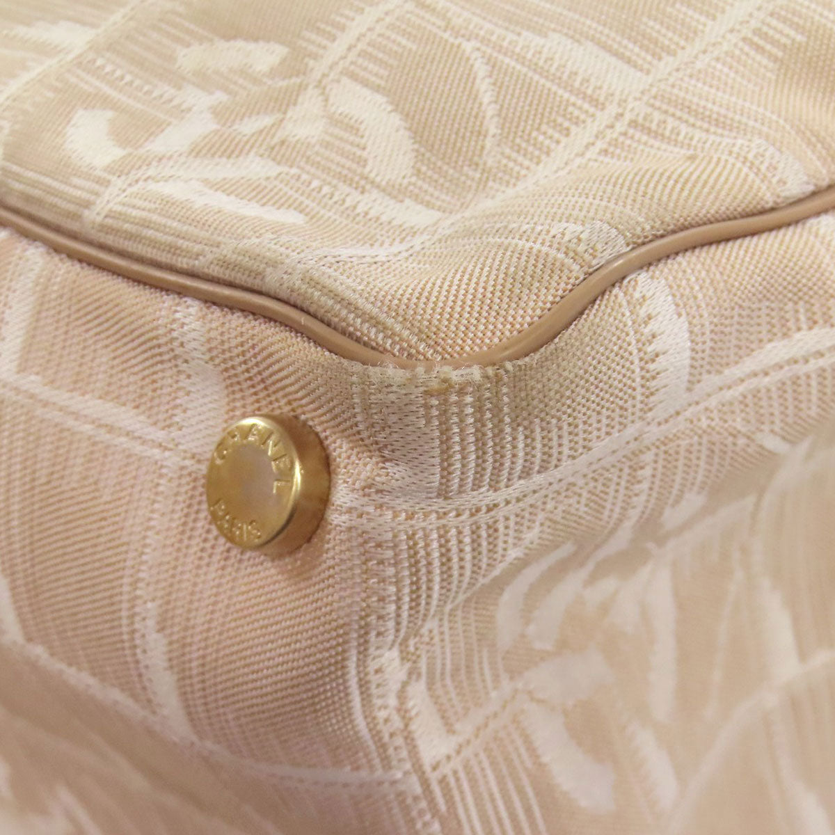 CHANEL Tote Bag Nylon jacquard beige New travel line