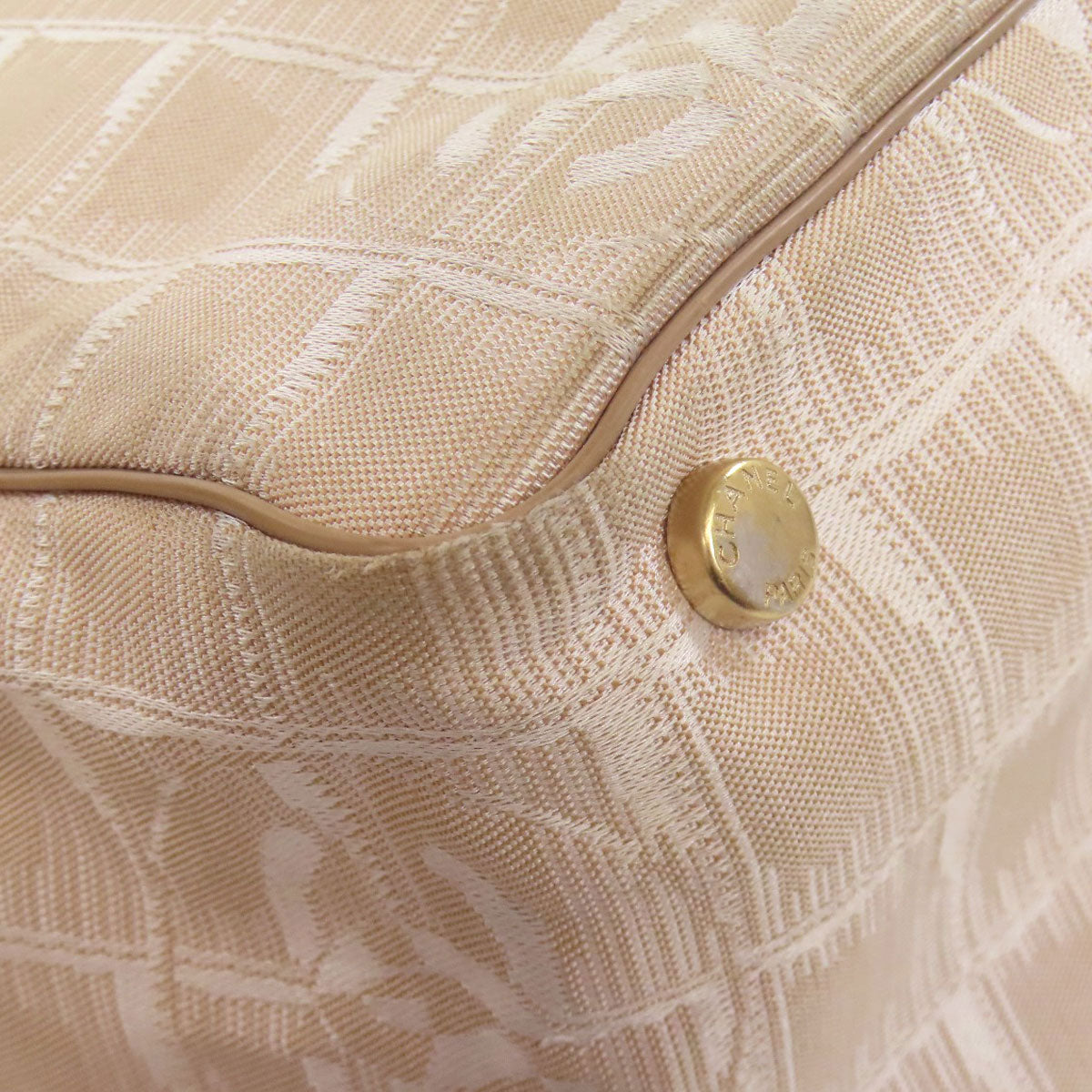 CHANEL Tote Bag Nylon jacquard beige New travel line