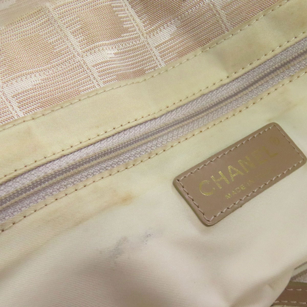 CHANEL Tote Bag Nylon jacquard beige New travel line