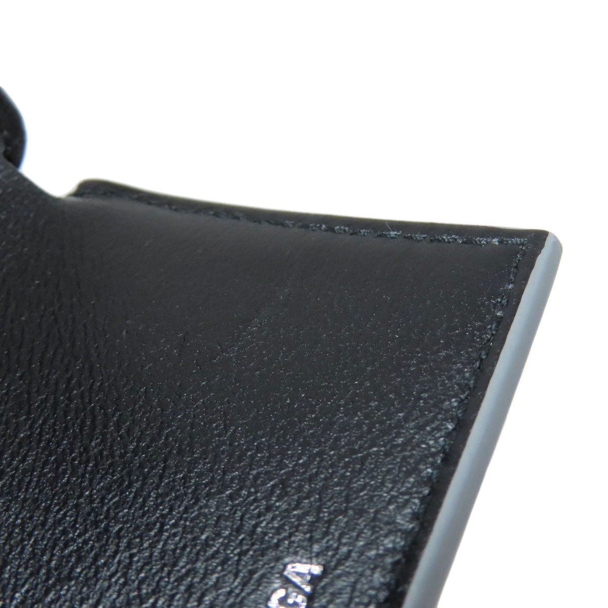 BALENCIAGA Bifold Wallet leather Silver logo tri-fold wallet mini wallet