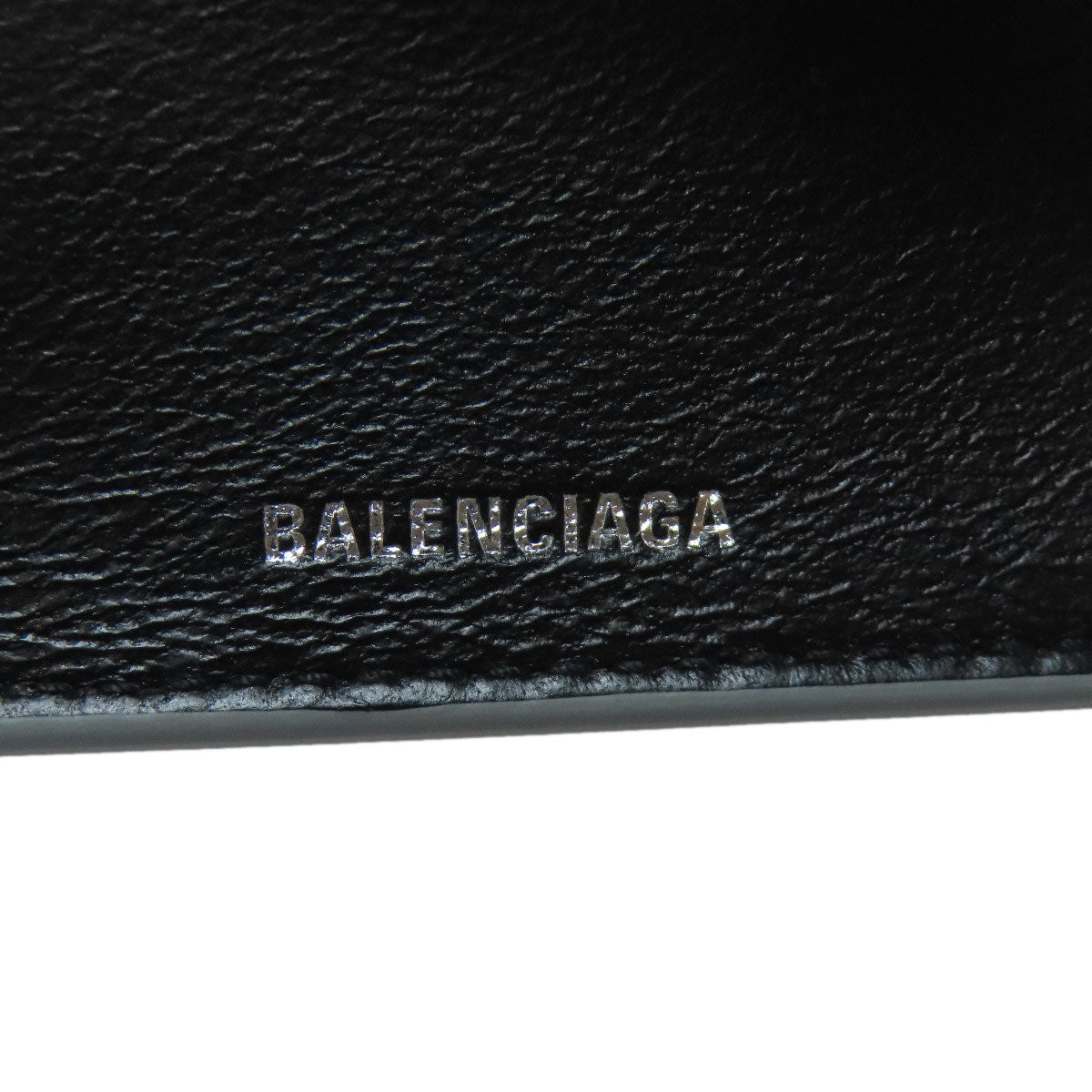 BALENCIAGA Bifold Wallet leather Silver logo tri-fold wallet mini wallet