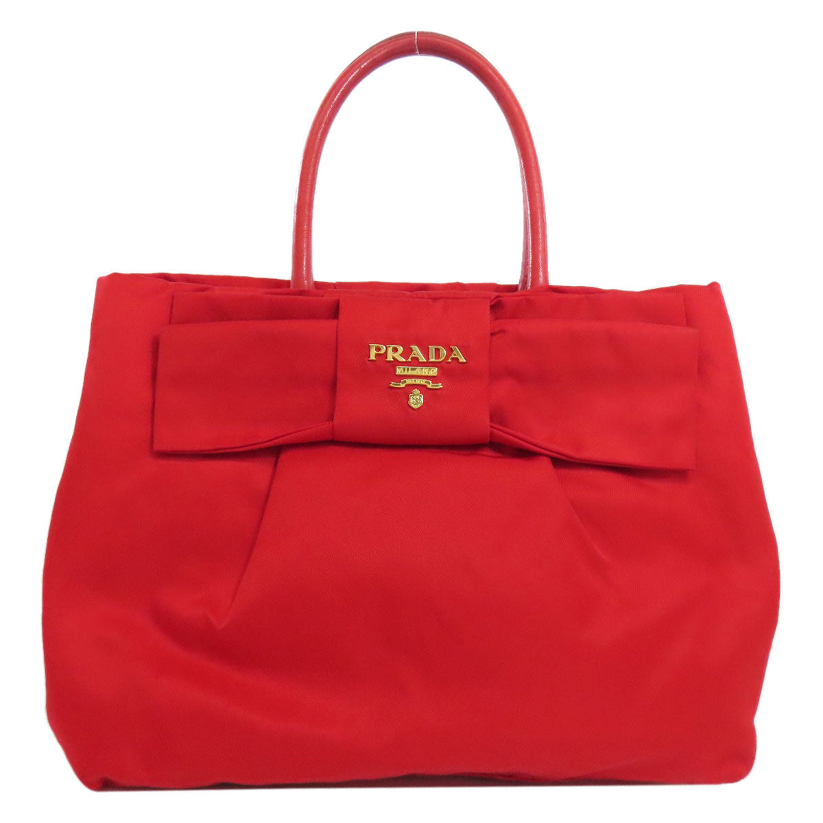 PRADA Handbag Nylon Red Fiocco