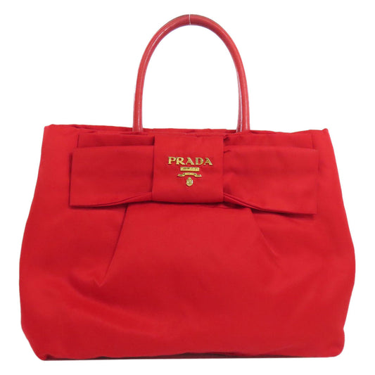 PRADA Handbag Nylon Red Fiocco