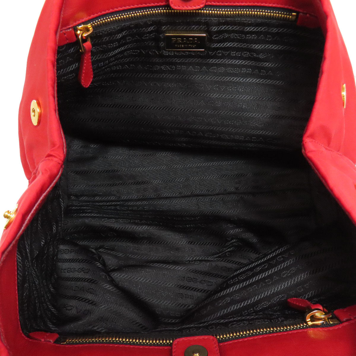 PRADA Handbag Nylon Red Fiocco