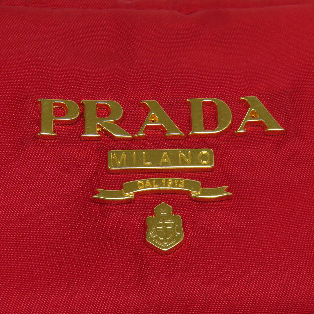 PRADA Handbag Nylon Red Fiocco