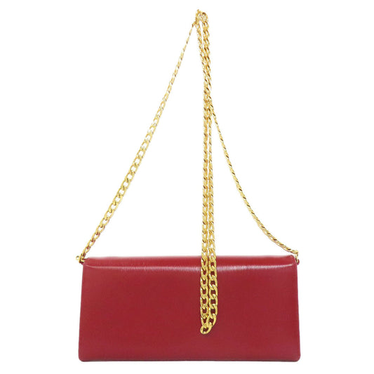 PRADA Long Wallet Purse Safiano Red Chain wallet