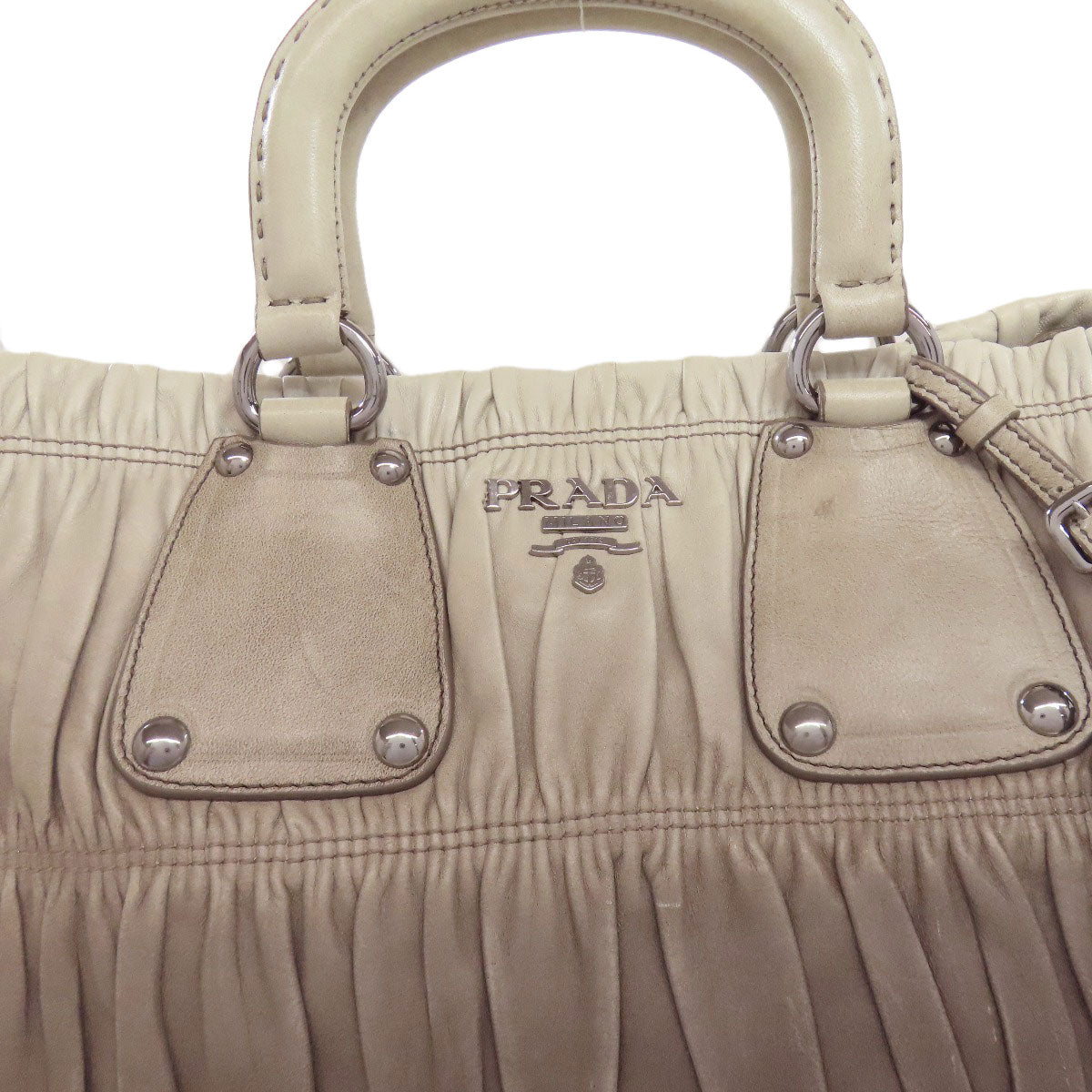 PRADA Handbag Calfskin gray 2WAY