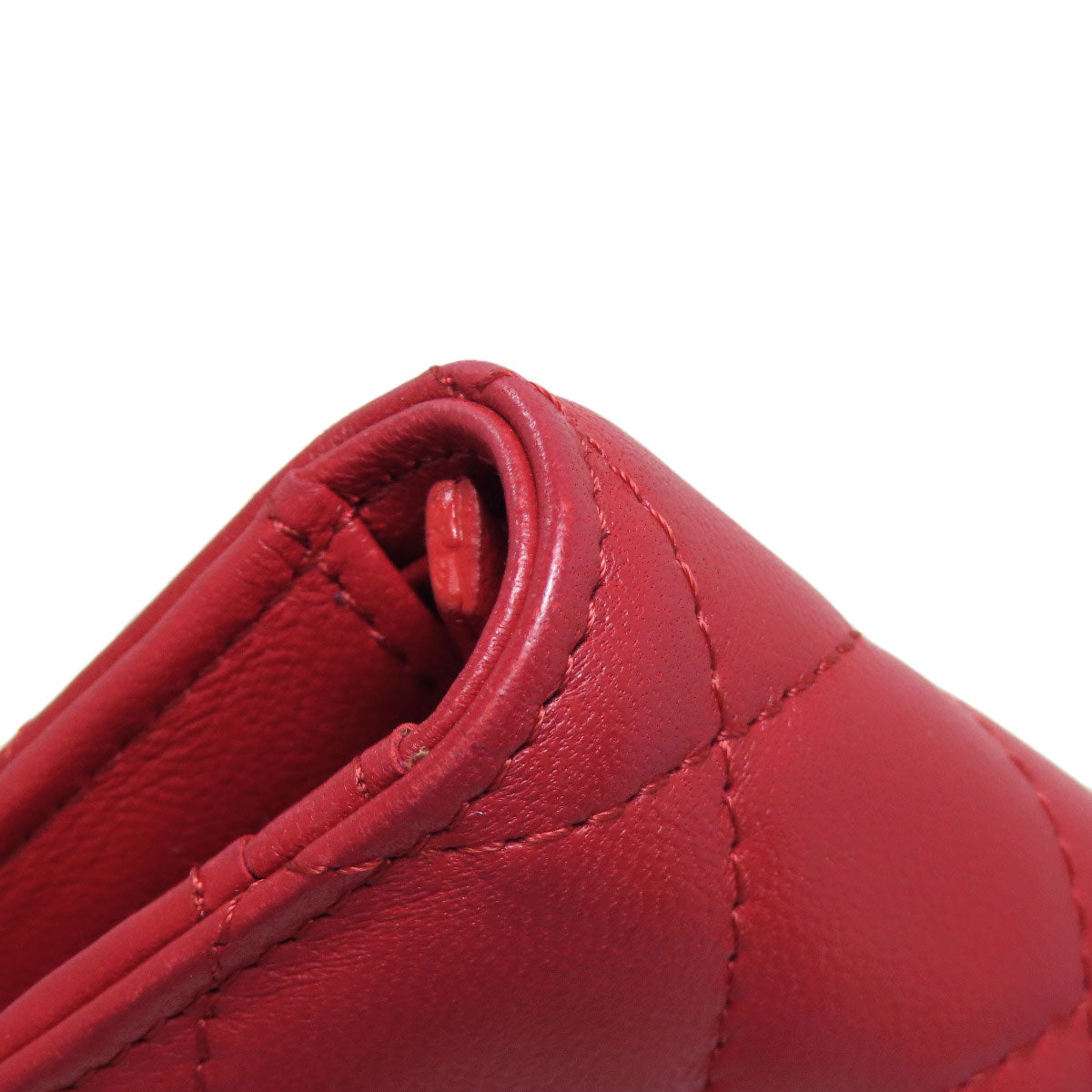 CHANEL Long Wallet Purse lambskin Red Matelasse COCO Mark SilverMetal