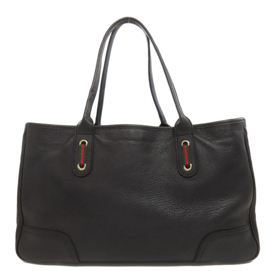 GUCCI Tote Bag 163805 leather black GG Princey Ribbon