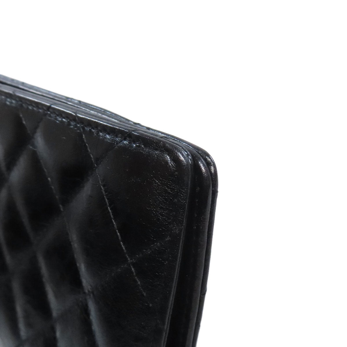 CHANEL Long Wallet Purse Calfskin black 2.55 Matelasse SilverMetal