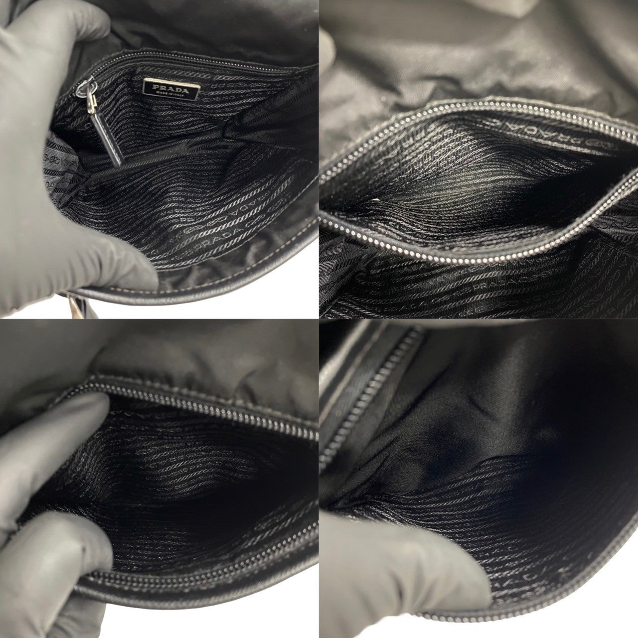 PRADA Shoulder Bag Nylon, Leather black Women(Unisex) Used Authentic