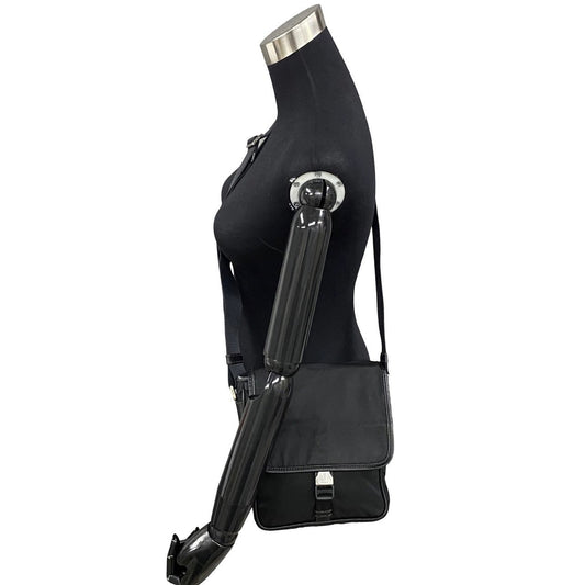 PRADA Shoulder Bag Nylon, Leather black Women(Unisex) Used Authentic