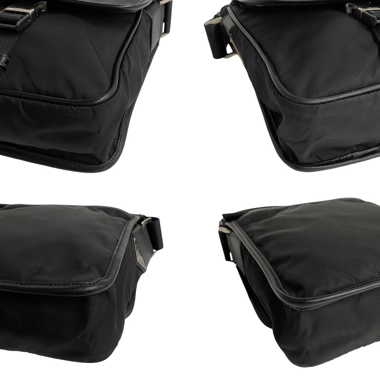 PRADA Shoulder Bag Nylon, Leather black Women(Unisex) Used Authentic