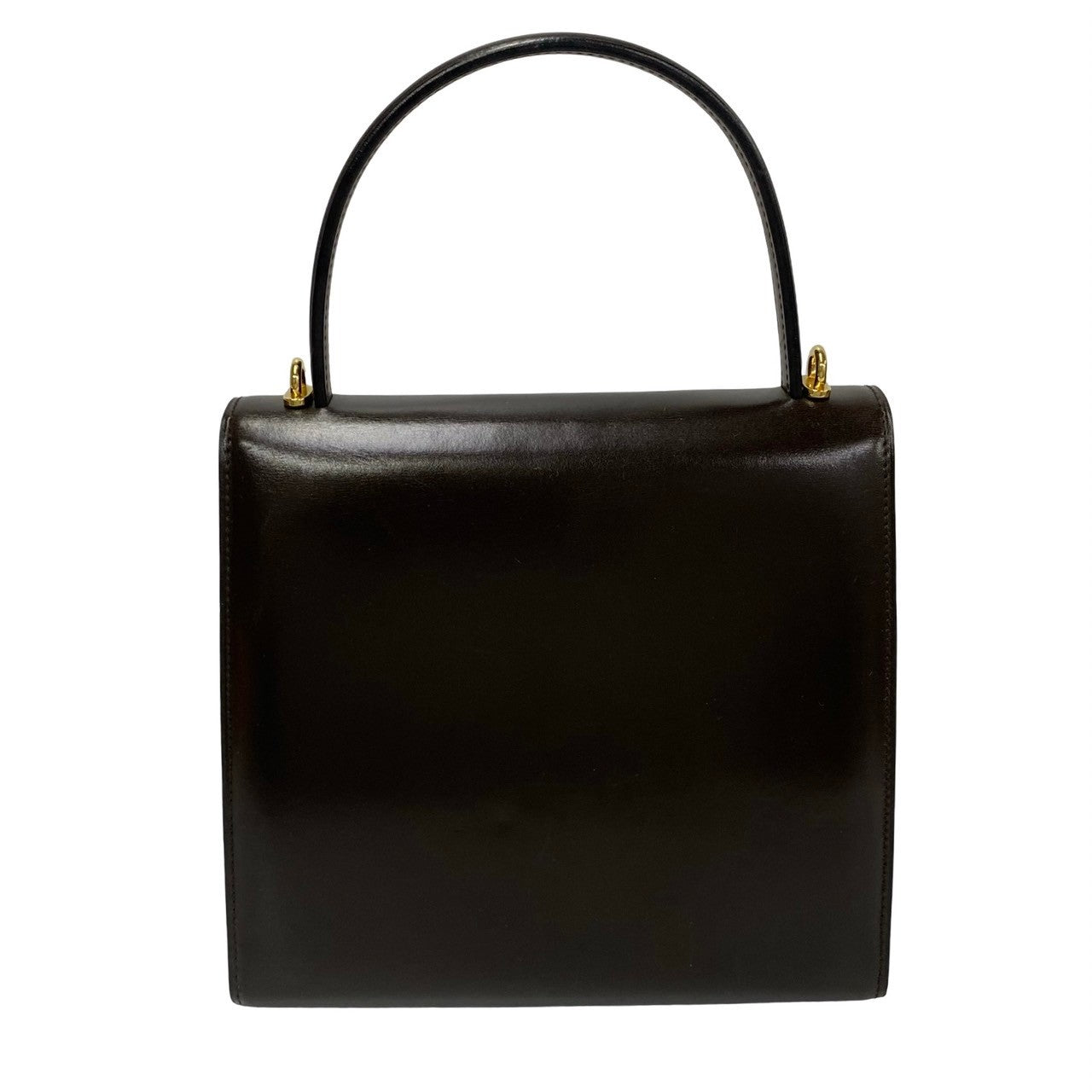 CELINE Tote Bag Calfskin Brown Circle Logo Metal Women Used Authentic