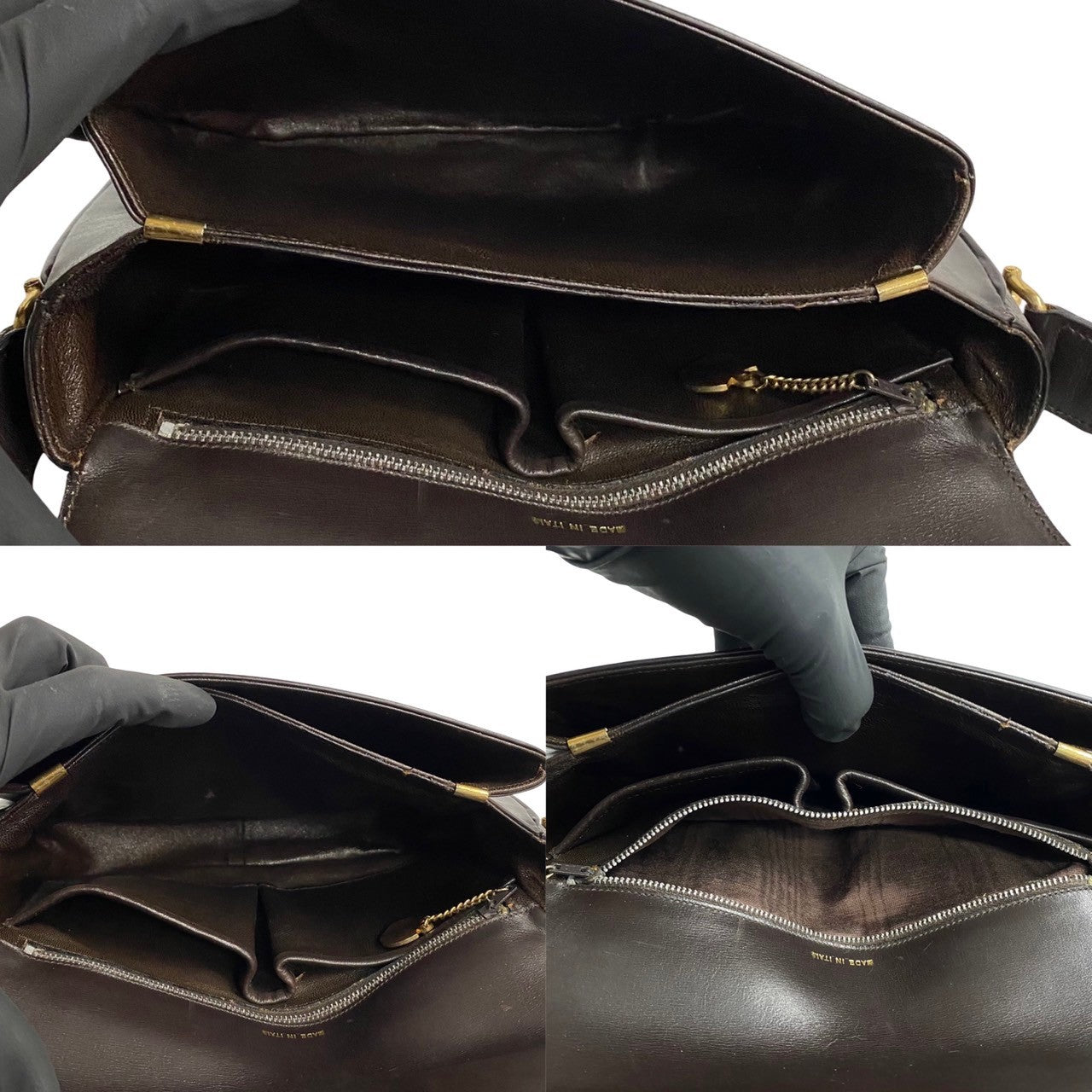 CELINE Shoulder Bag leather Brown Horsebit Women Used Authentic
