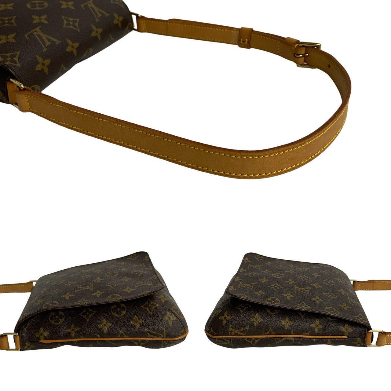 LOUIS VUITTON Shoulder Bag M51258 Leather, PVC Brown Monogram Musette salsa short mens(Unisex) Used Authentic
