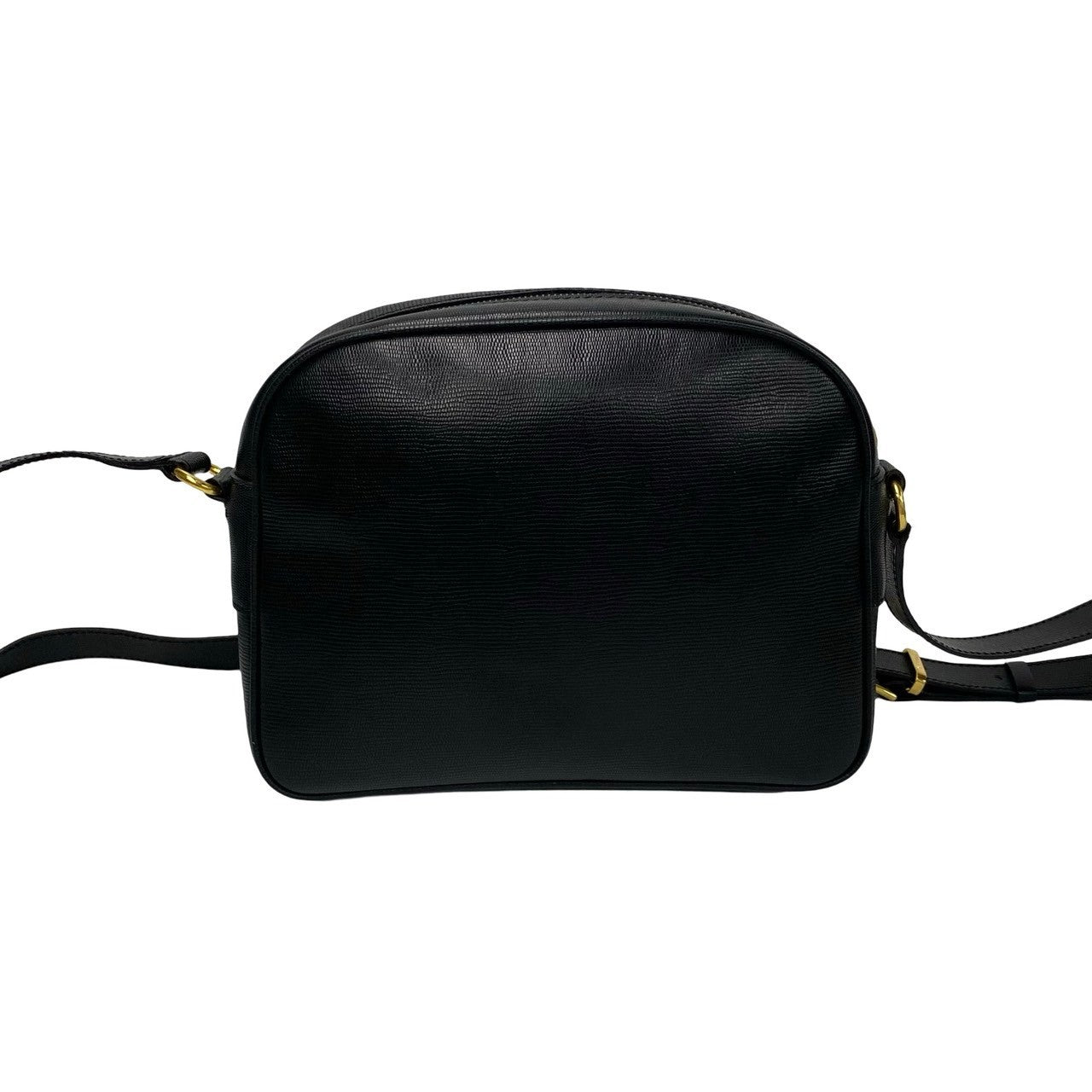 CELINE Shoulder Bag leather black Circle logo Women(Unisex) Used Authentic