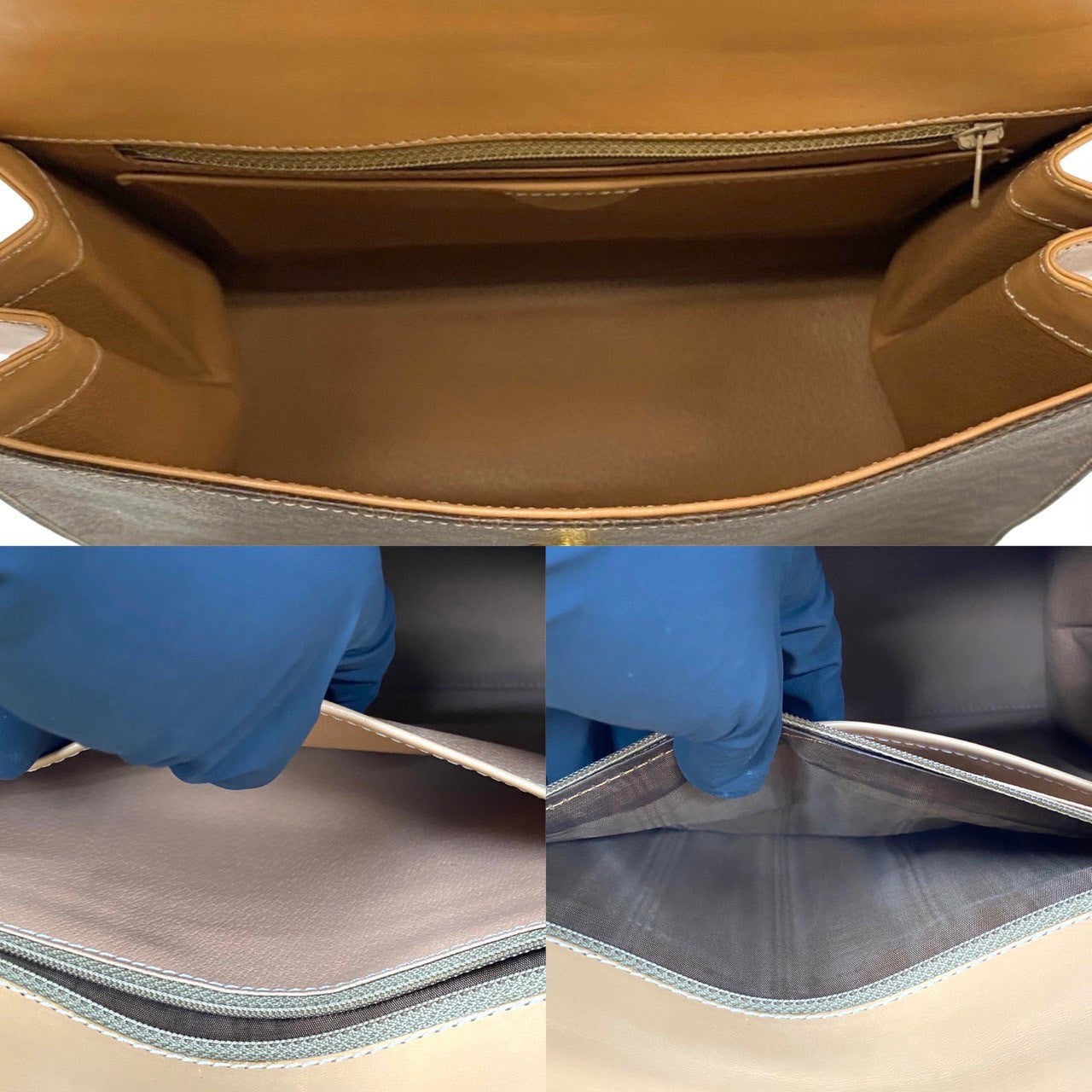 CELINE Handbag Leather, PVC Brown Macadam Blason Triomphe logo ring Metal Women Used Authentic
