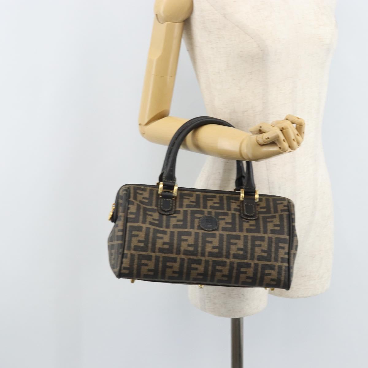 FENDI Zucca Canvas Boston Bag PVC Brown Black