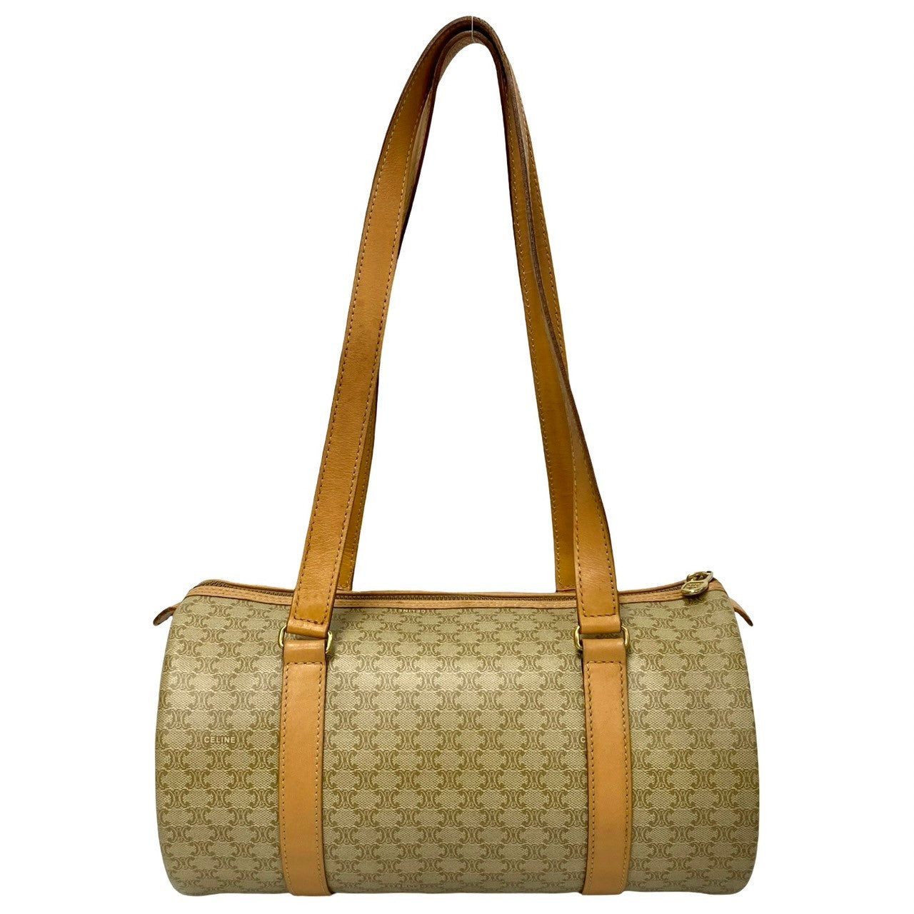 CELINE Handbag Leather, PVC beige Macadam Blason Pattern Women Used Authentic